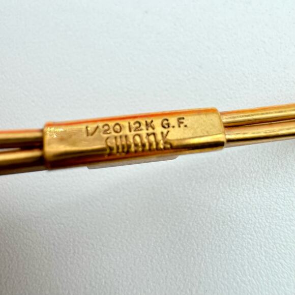 Vintage Swank Gold Filled Collar Clip Stay 1/20 12K G. F. Retro Dapper Signed - Picture 2 of 9